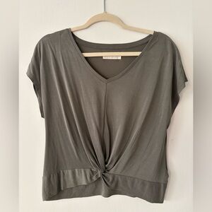 Lucky Brand Olive Green Twist Front Tee